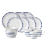 Kitchen Crafts Pacific Blue Lines Dinner Set, 16 piece