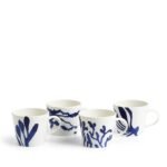 Kitchen Crafts Pacific Coral Mug Mixed Patterns Blue, Set of 4