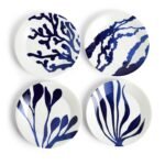 Kitchen Crafts Pacific Coral Dinner Plates Mixed Patterns Blue, Set of 4