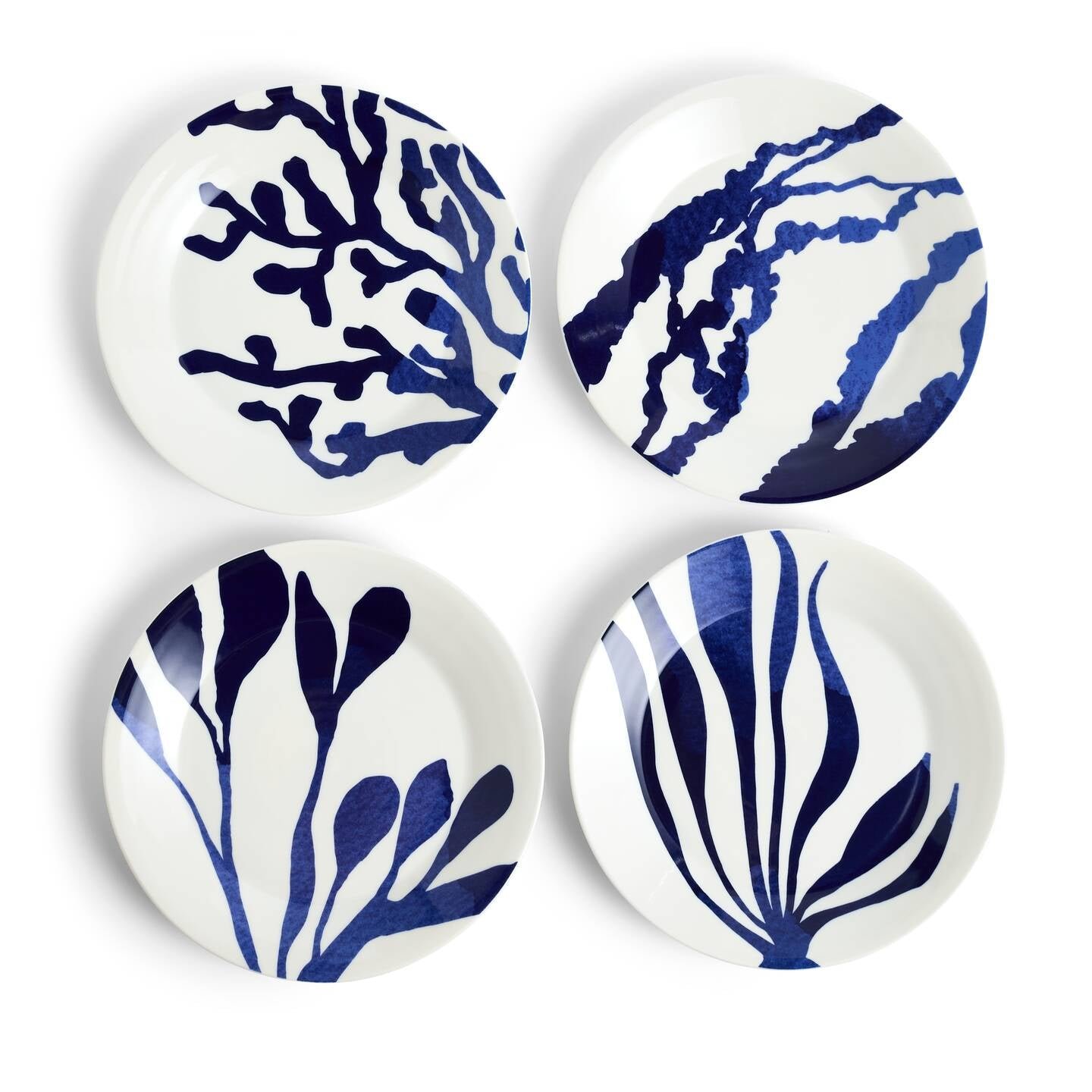 Resource_RoyalDoultonEMEA_1074378.jpg Kitchen Crafts Pacific Coral Dinner Plates Mixed Patterns Blue, Set of 4 - Image 1